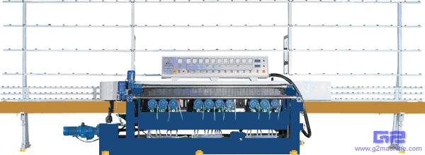 11 SPINDLE GLASS STRAIGHT LINE BEVELING MACHINE